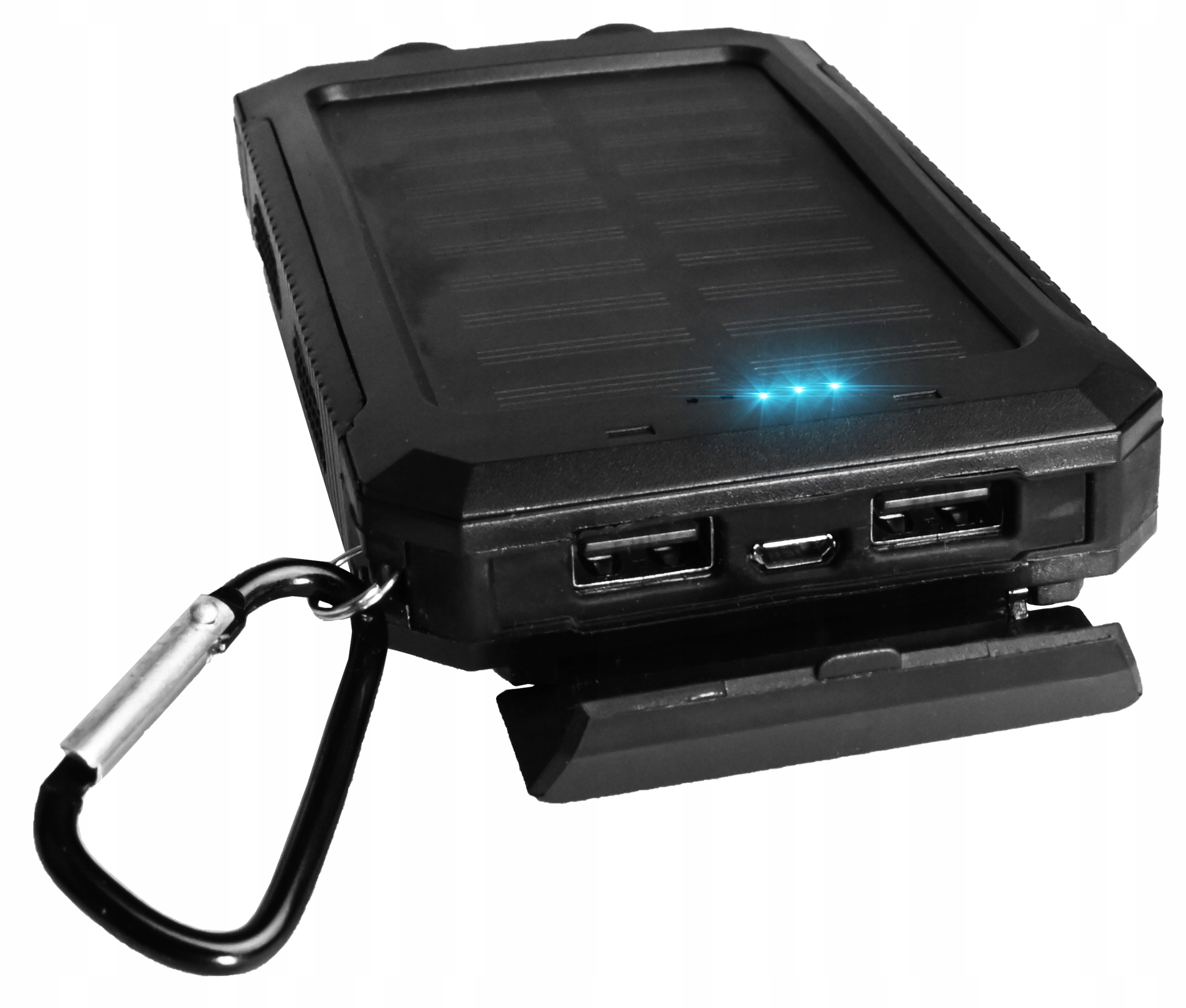 NAUJAUSIAS SOLAR POWERBANK 20000mAh 2xUSB TORCH Korpuso medžiaga metalas plastikas guma kita