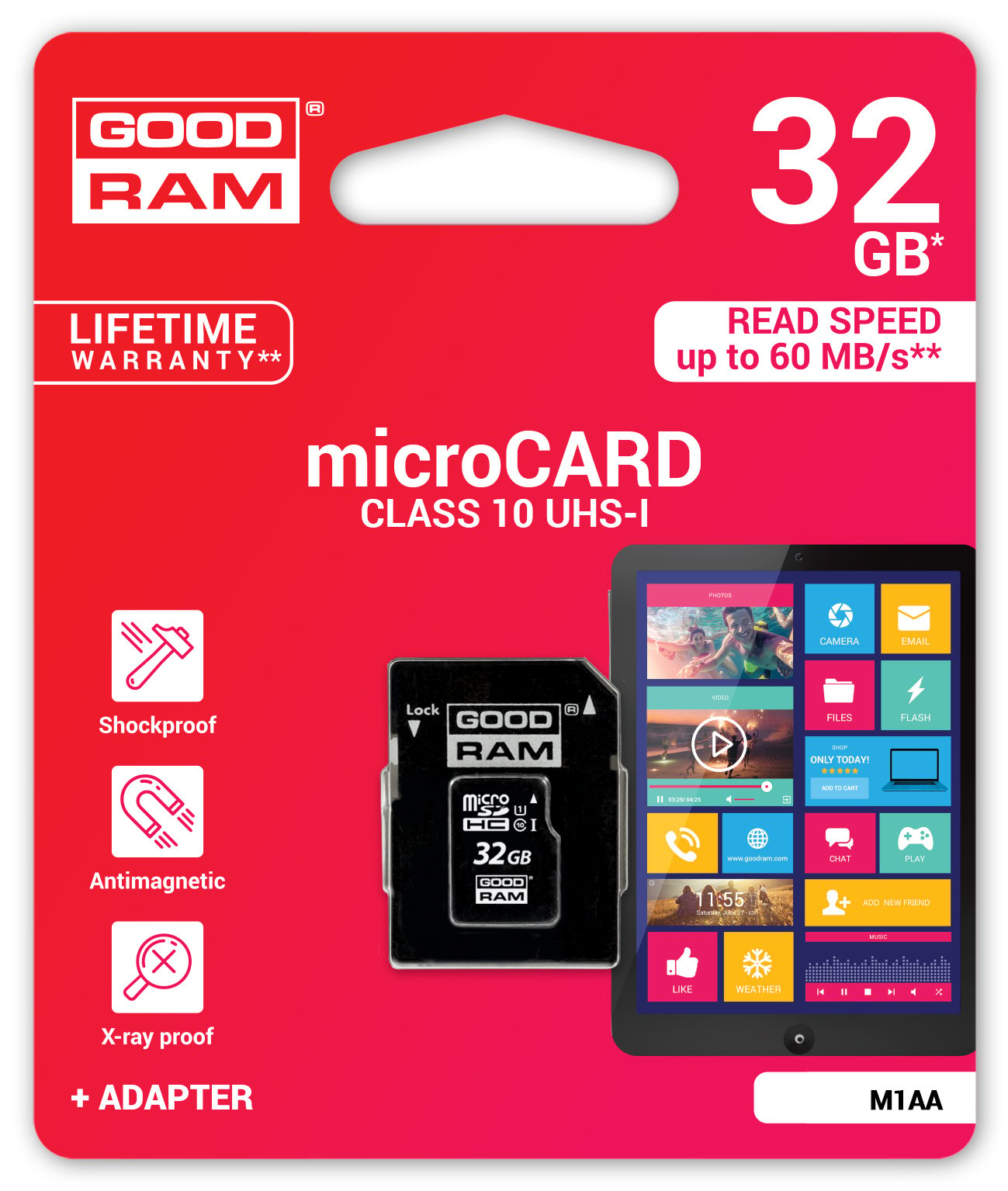 GOODRAM ATMINTIES KORTELĖ MICRO SD 32GB CLASS 10 UHS Gamintojo kodas M1AA-0320R12