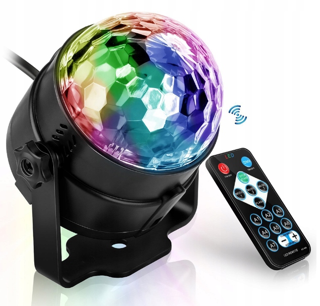 DISCO PROJECTOR BALL DISCO COLORPHONE lazeris Gaminio svoris su vienetine pakuote 0,3 kg