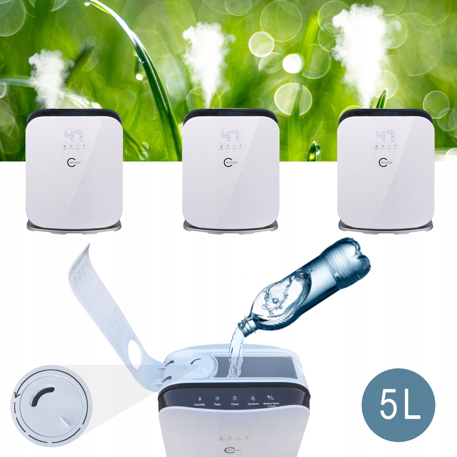 AIR HUMIDIFIER INTELLIGENT PURIFIER aromatas Dominuojanti spalva yra balta