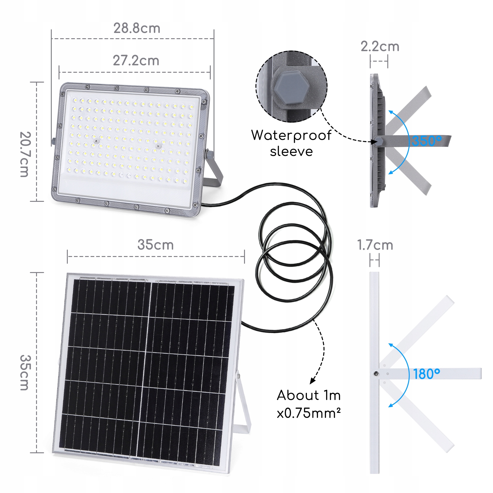 200W LED saulės halogeninis prožektorius su nuotolinio valdymo pulteliu EAN (GTIN) 8433325283759