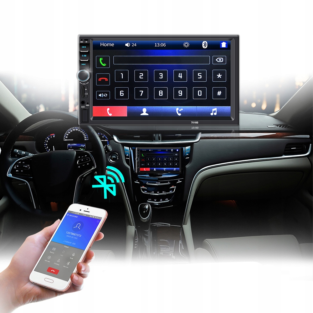 AUTOMOBILIŲ RADIJO BLUETOOTH 2DIN USB LIETIKLIS + KAMEROS 2 DIN tvirtinimas