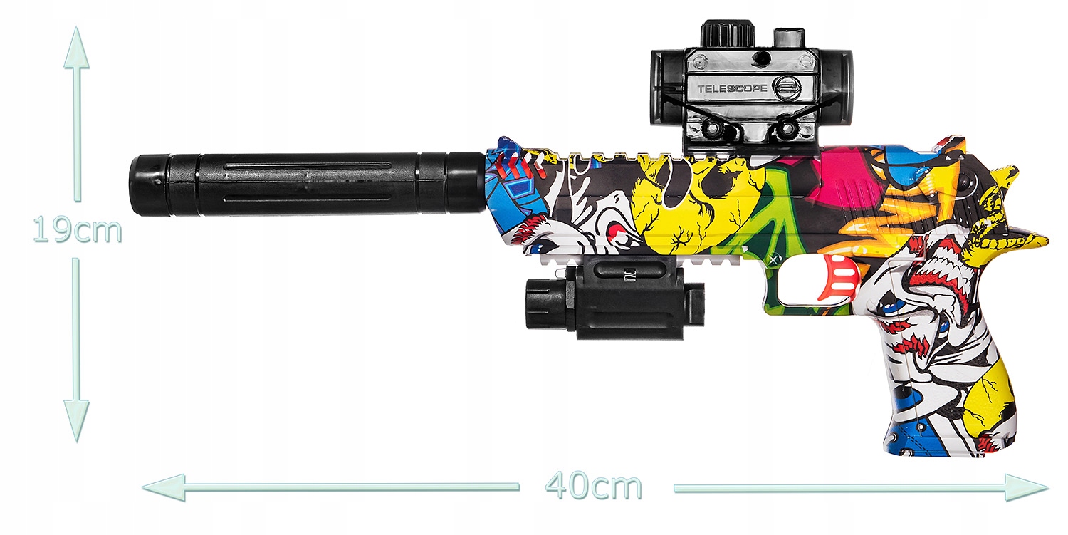 RIFLE GUN MP GEL BALL AUTOMATIC_EAGLE Gaminio svoris su vienetine pakuote 0,6 kg