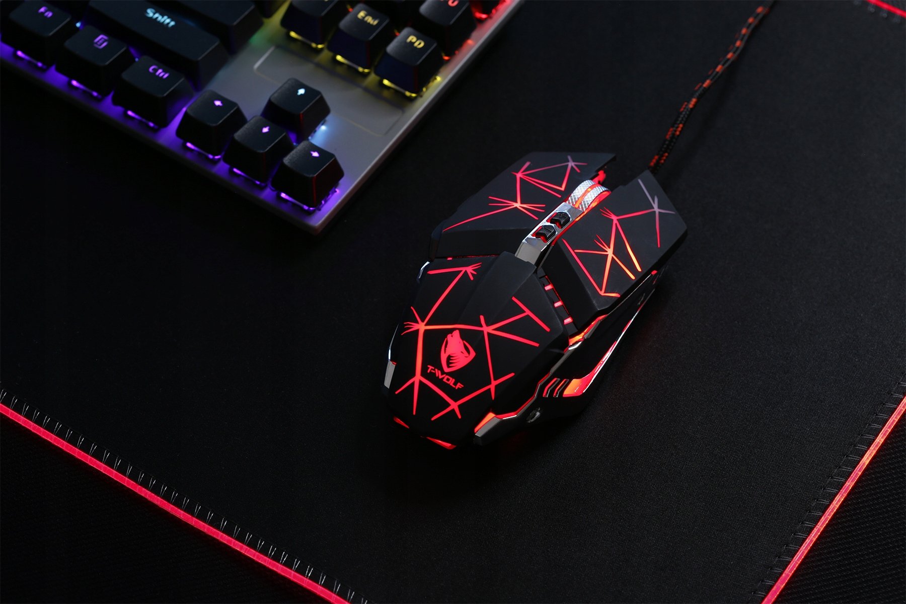 GAMING MOUSE GAMING MOUSE T-WOLF V7 LED Mygtukų skaičius 7