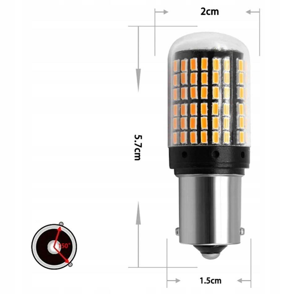 LEMPUTĖS PY21W 144 LED SMD canbus oranžinė 12V LED tipas