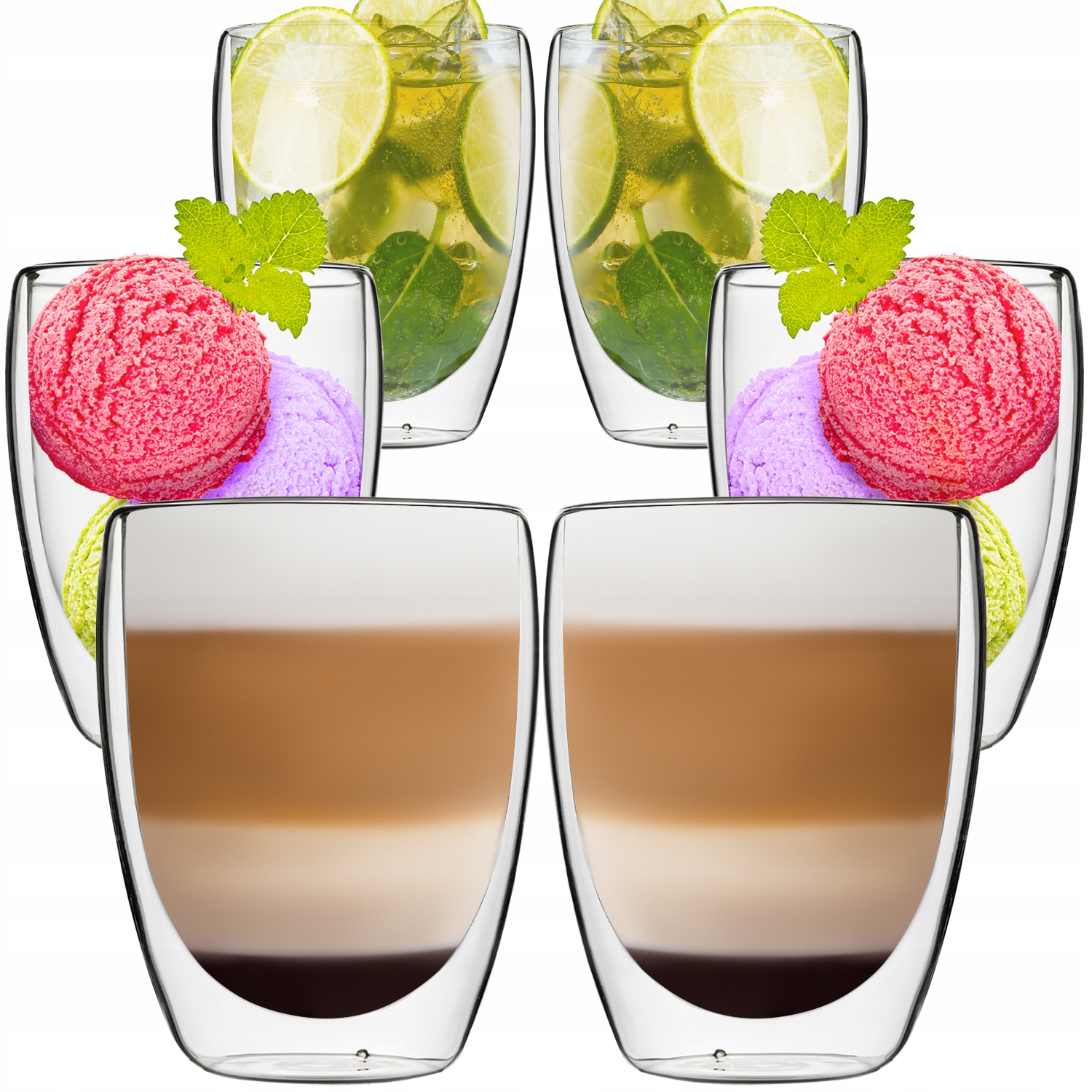 Termo stiklinės Coffee Latte gėrimams x6 350ml