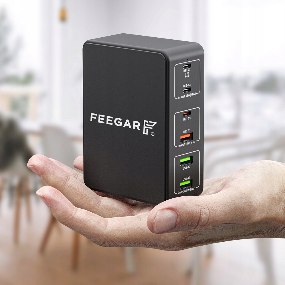 Настенное зарядное устройство Feegar Tower PRO 140 Вт USB Type C Quick Charge 3.0, совместимое с Quick Charge 4.0