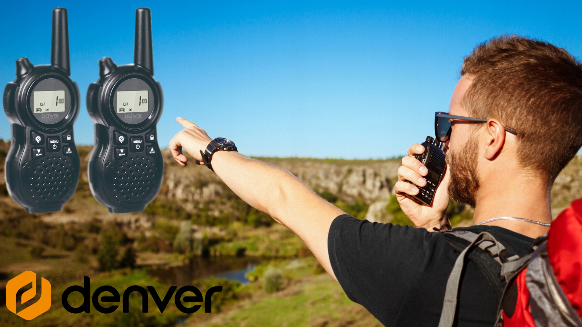 DENVER 2x Walkie Talkie Walkie Talkie rinkinys VOX ekranas su apšvietimu