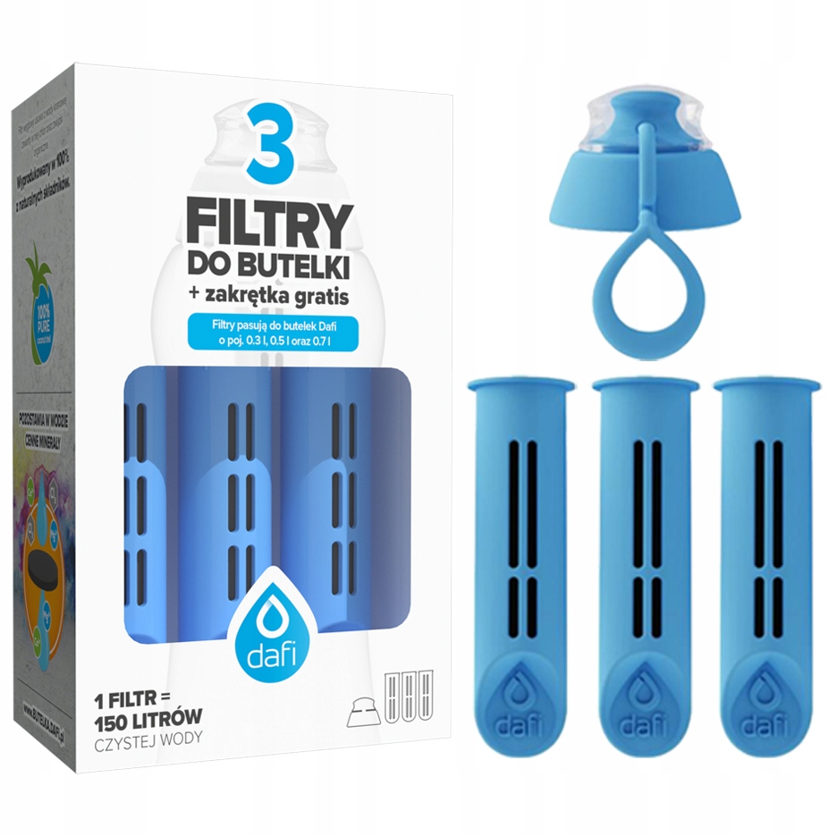 Dafi buteliukas SOLID blue SZAPHIRE + 4x filtrai Medžiaga: plastikas