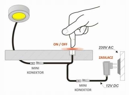 DIMMER Jutiklinis jungiklis 12V baldai 60W 5A Šviesi mėlyna spalva