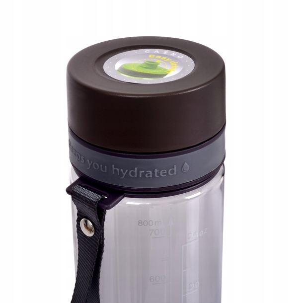 Tritan vandens butelis su kandikliu BPAfree 0,8l Dominuojantys pilkos spalvos atspalviai