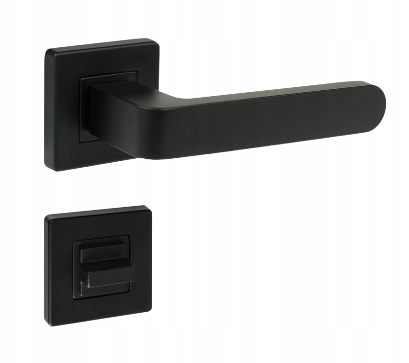 The door handle TONDO matt black + toilet rosettes