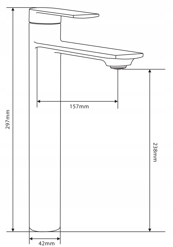 MEXEN ZERO WASHBASIN MIXER HIGH BLACK Gamintojo kodas 71110-70