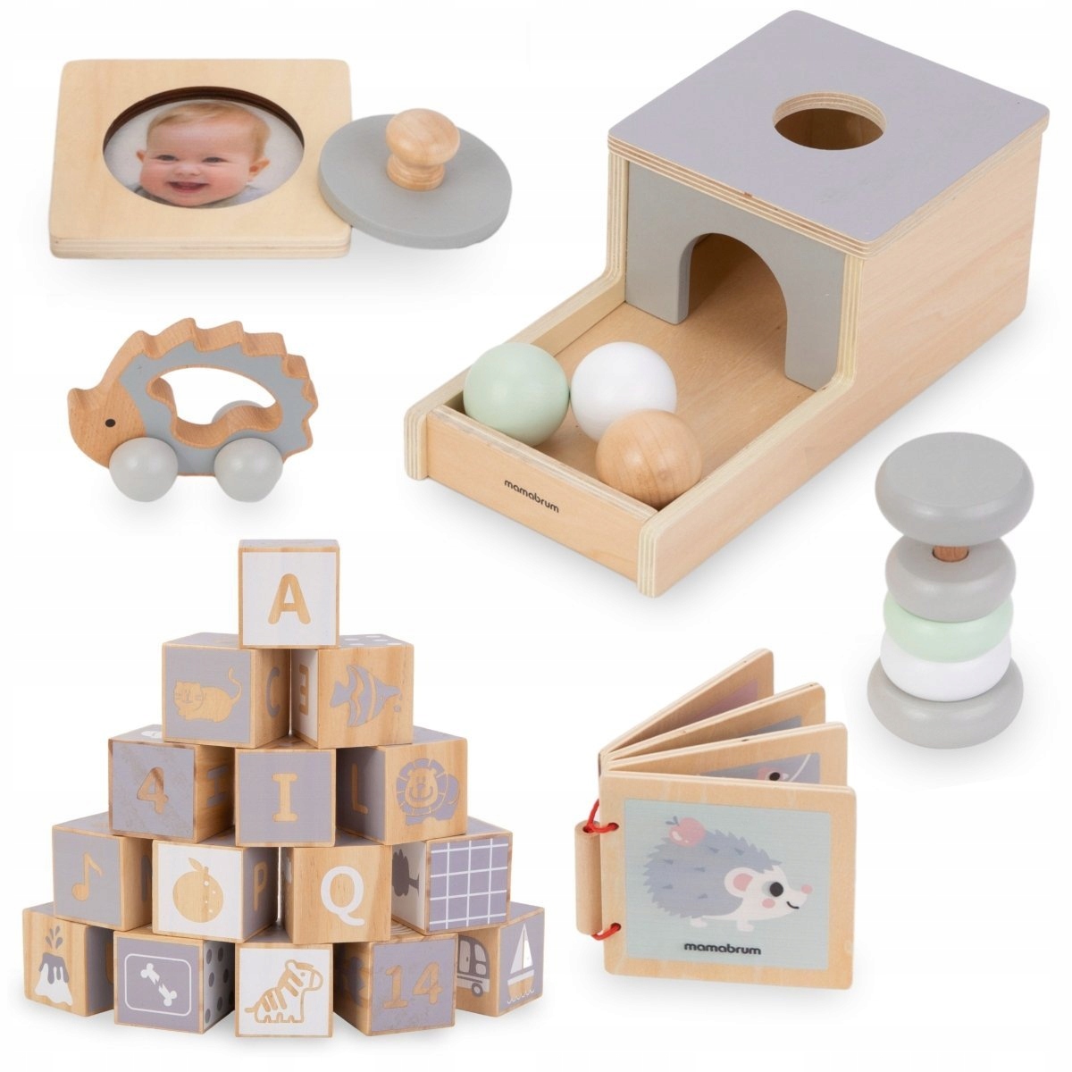 Medinės dėžės Montessori statybinių blokelių rinkinys