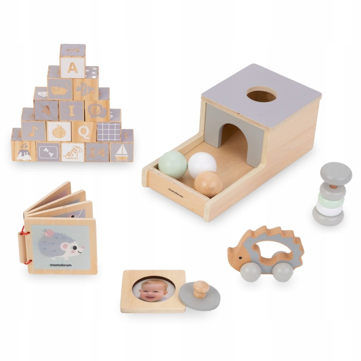 Medinė dėžutė Montessori statybinių kaladėlių rinkinys Prekės plotis 26,3 cm