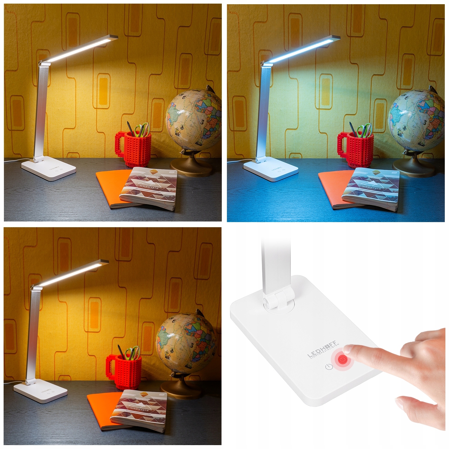 LED mokyklinė stalinė lempa 3 spalvų Desk Touch Gamintojo kodas FLUX-850-W-PS