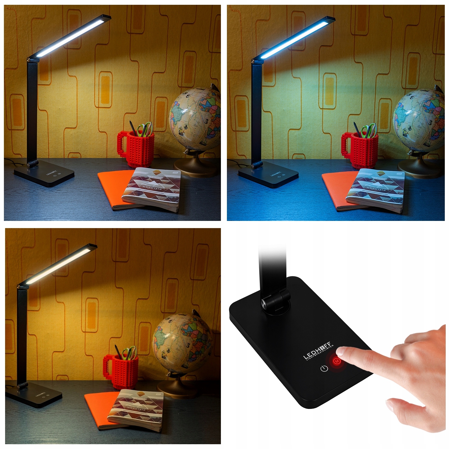 LED mokyklinė stalinė lempa 3 spalvų Desk Touch Gamintojo kodas FLUX-850-B-PS
