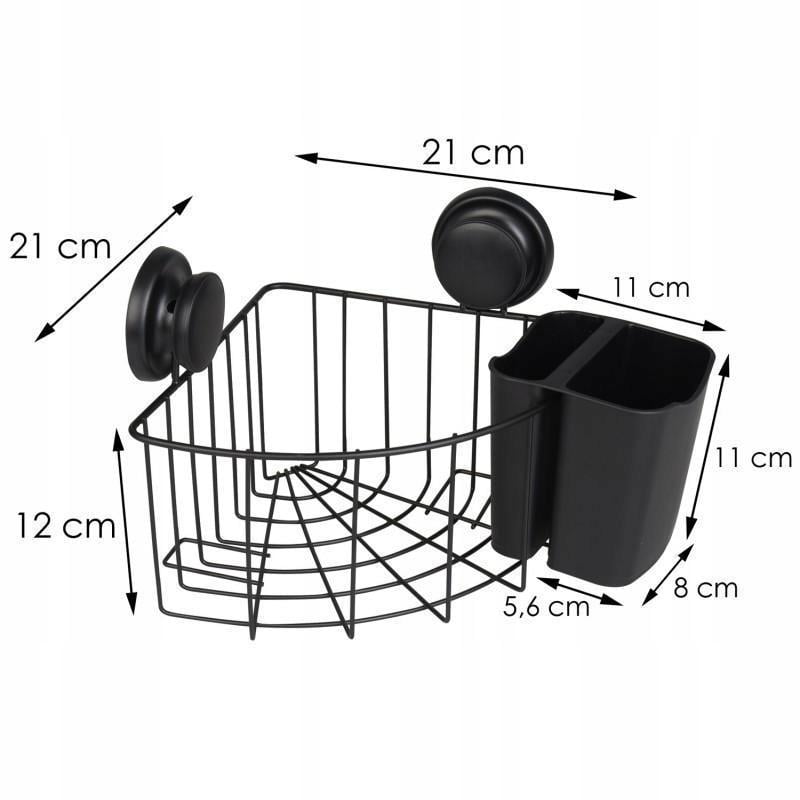 Vonios krepšelio lentyna + juodi aksesuarai Baldo gylis 21 cm