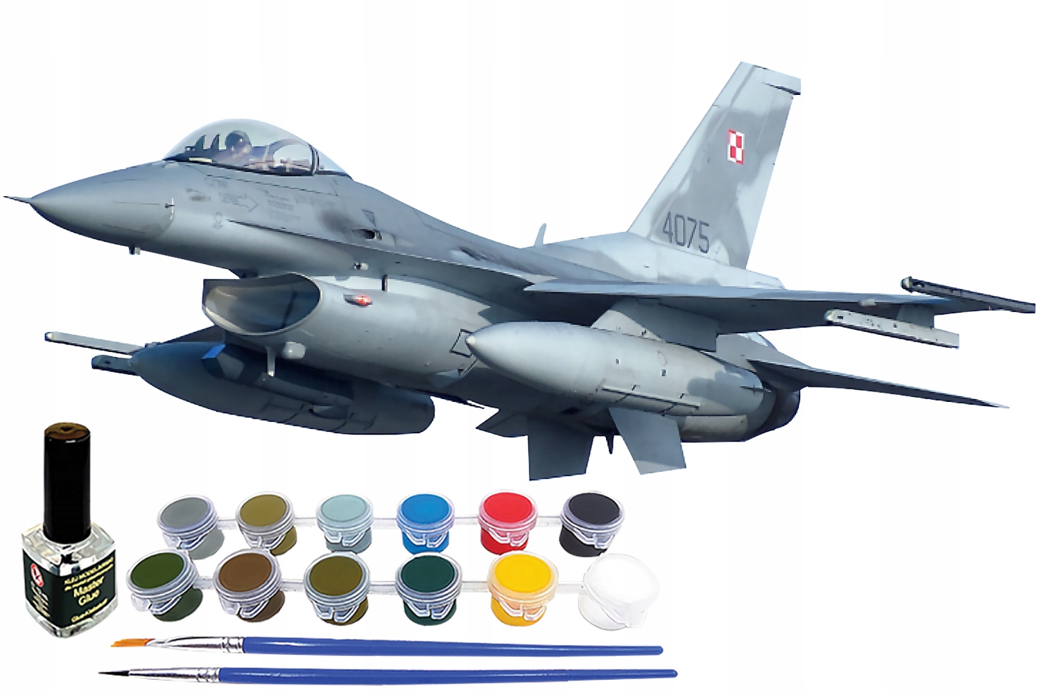 Modelis F-16 Polish JASTRZĄB klijavimui + DAŽŲ KLIJAI