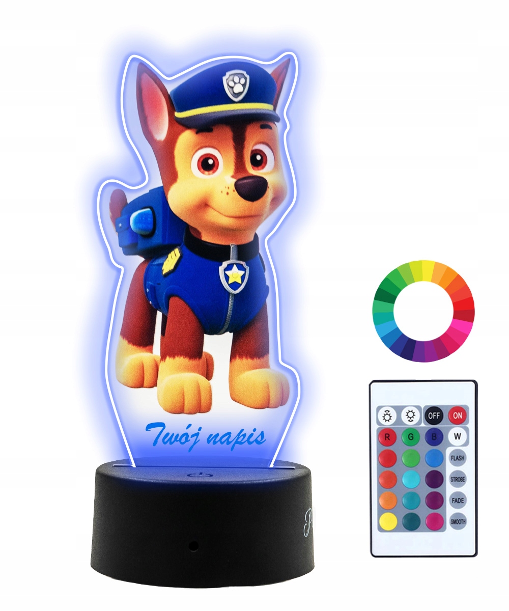 Paw Patrol Chase 3D LED apdrukāta nakts lampa