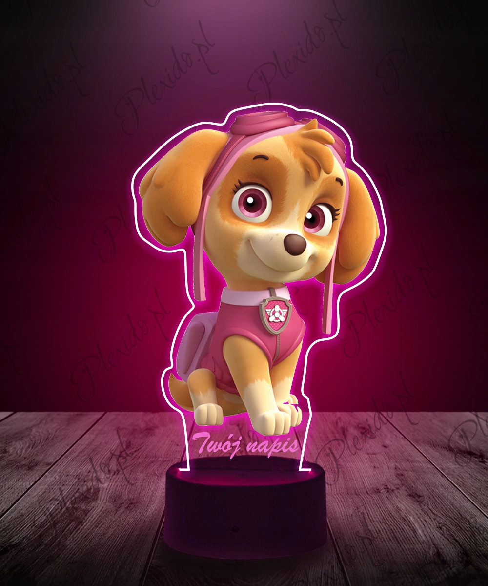 Plexido 3D-tulostettu LED-yövalo Paw Patrol Skye.