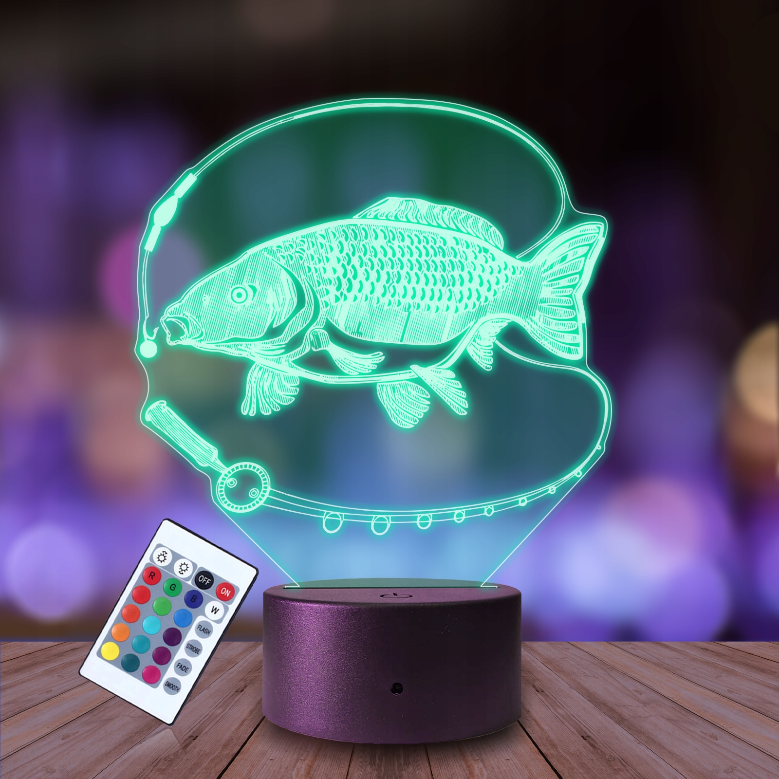 3D LED naktinis stalo lempa Žuvies karpių žvejyba Gamintojo kodas 5905342802525