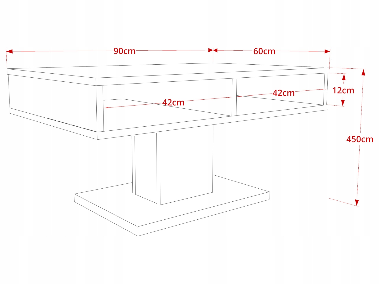 TIMO MATT WHITE MODERNS SOĻA KAFIJAS GALDIŅA PLAUKTS Mēbeļu dziļums 60 cm