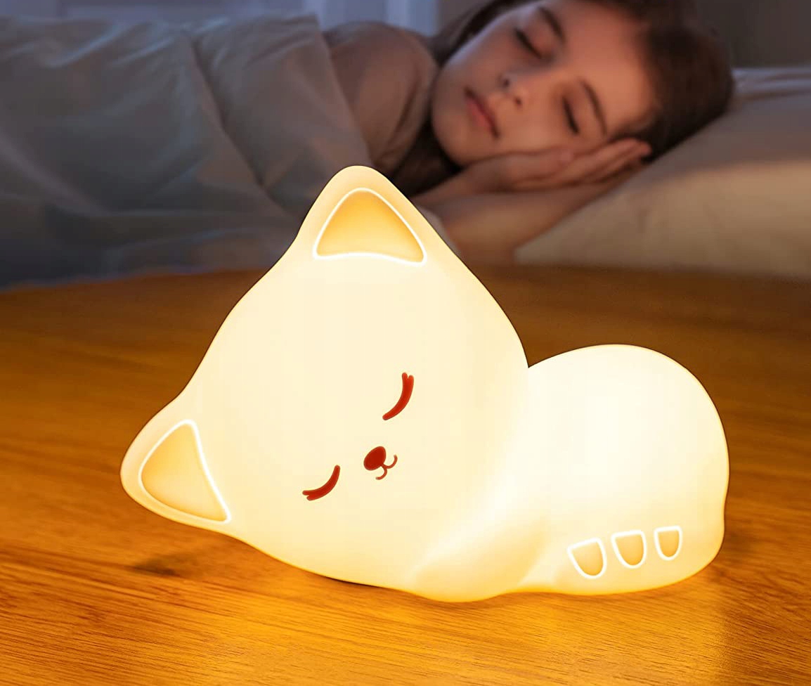 Sweet Kitten vaikiška naktinė lempa - CAT lempa, RGB LED, LAIKMATIS, NUOTOLINIO BATERIJA Dominuojanti spalva: balta