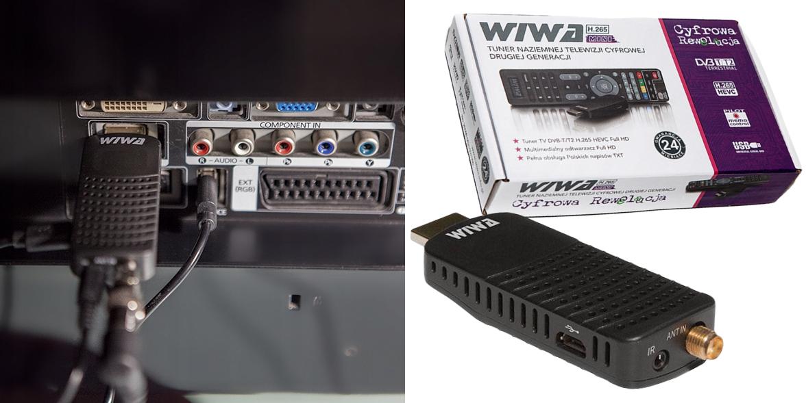 WIWA MINI DVB-T2 imtuvas, H.265 antžeminės televizijos dekoderis Gaminio aukštis 30 cm