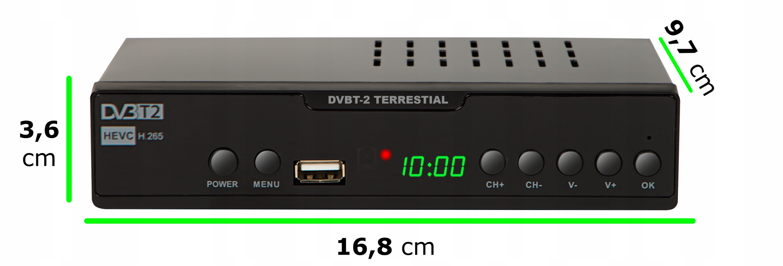 TUNER DEKODERIS ANTŽEMINIS TELEVIZORIUS DVB-T2 HEVC FULL HD HDMI SCART USB BATERIJA NUOTOLINIO NUSTATYMO EAN (GTIN) 5900804124504