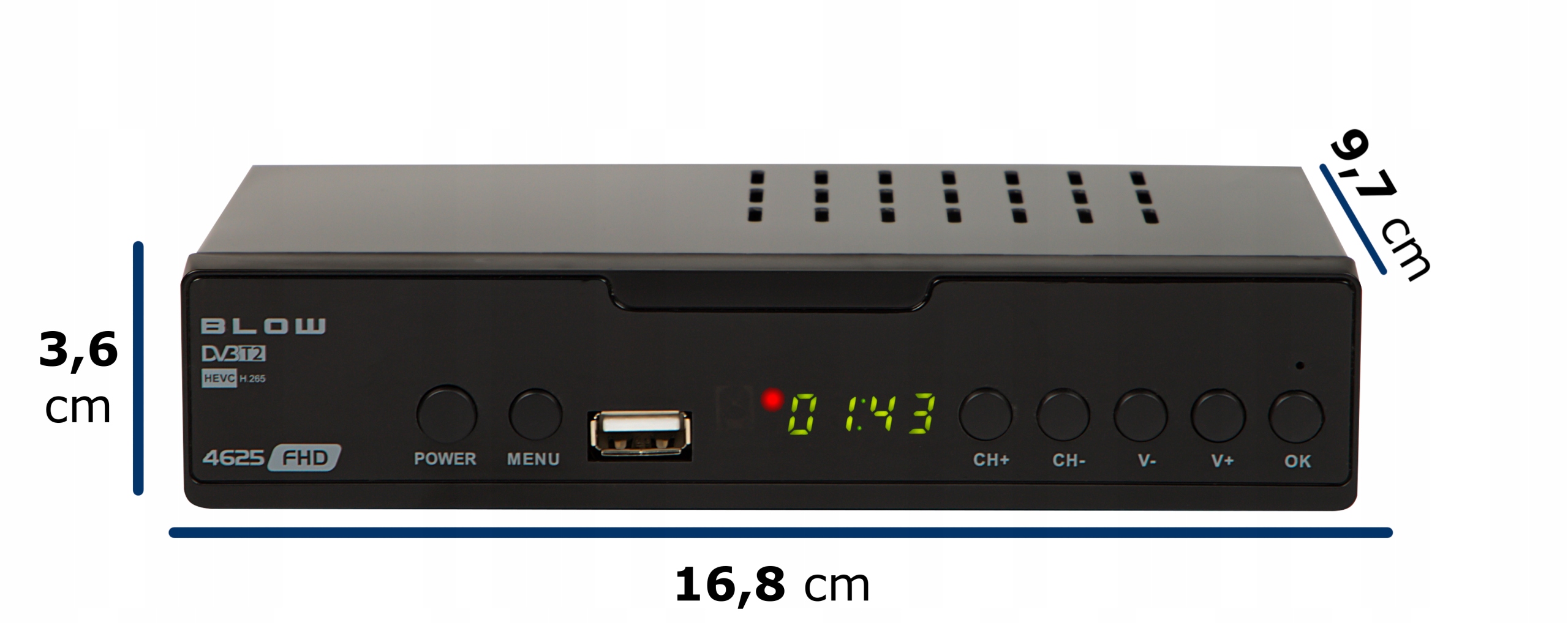 DVB-T2 HEVC DECODER TERRESTRIAL TV HD-VIRITIN USB HDMI Valmistajakoodi 77-048#
