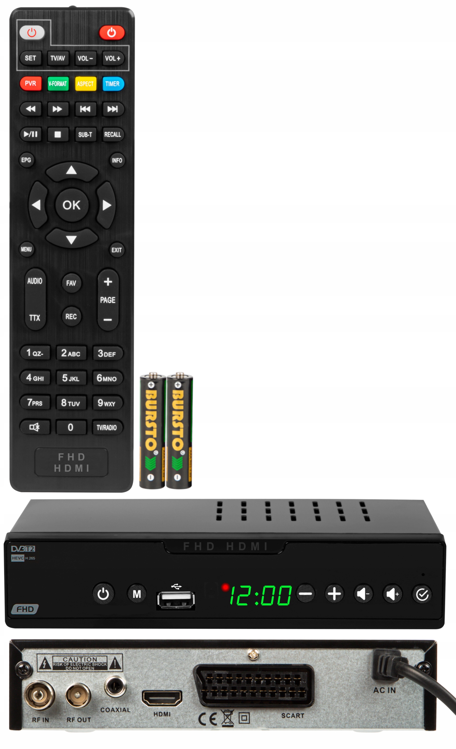 TERRESTRIAL TV DECODER DVB-T2 HEVC H.265 VIRITIN HDMI SCART USB FULL HD KAUKO-OHJAIN Viritintyyppi DVB-T2