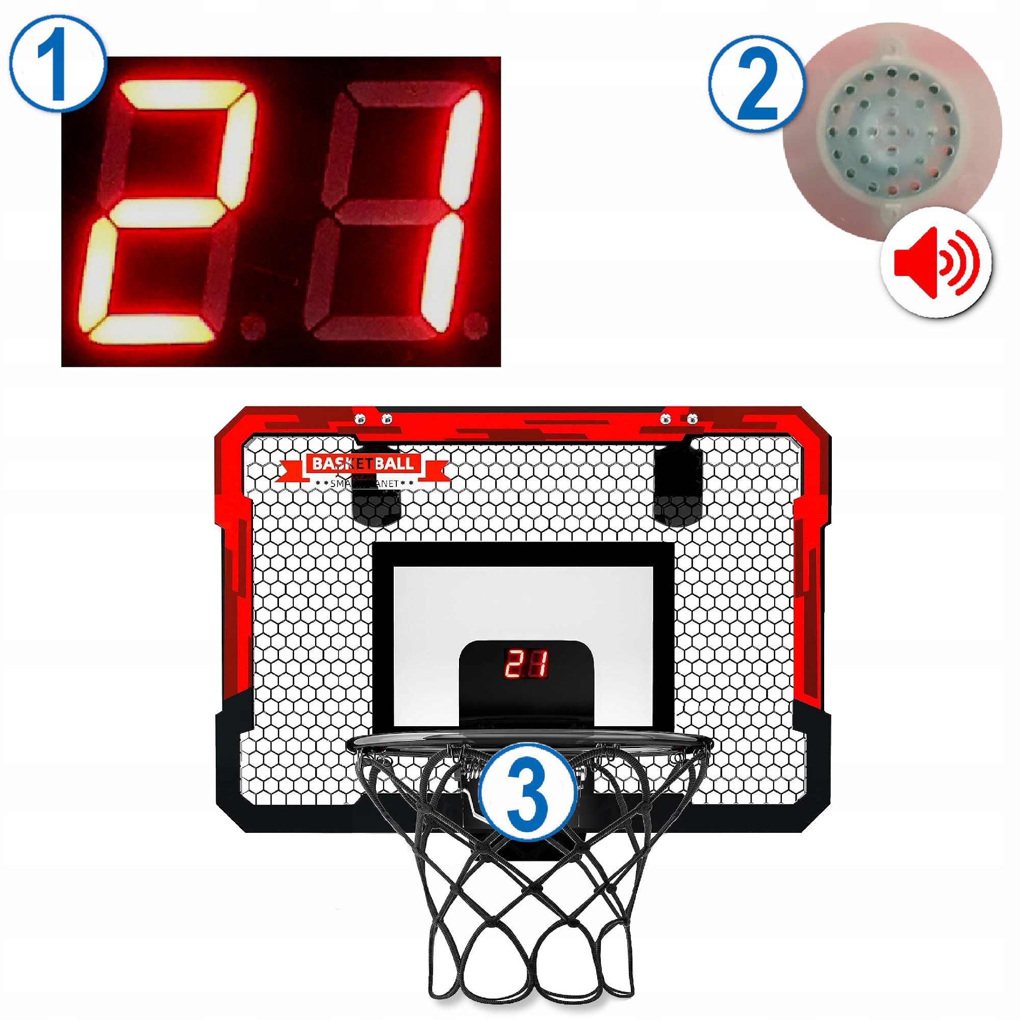 Bērnu basketbola grozs INTERACTIVE SCORING SOUND 3in1 Ražotāja kods INTERAKTĪVAIS BASKETBOLA DĒLIS BĒRNIEM