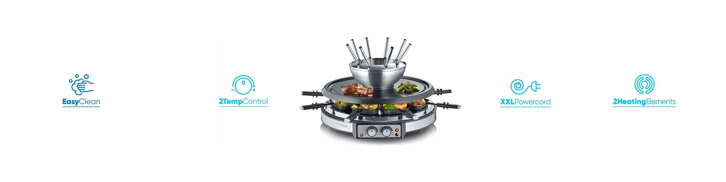 ELEKTRINĖS GRILĖS RACLETTE FONDUE RINKINYS 2in1 1900W Galia 1900W