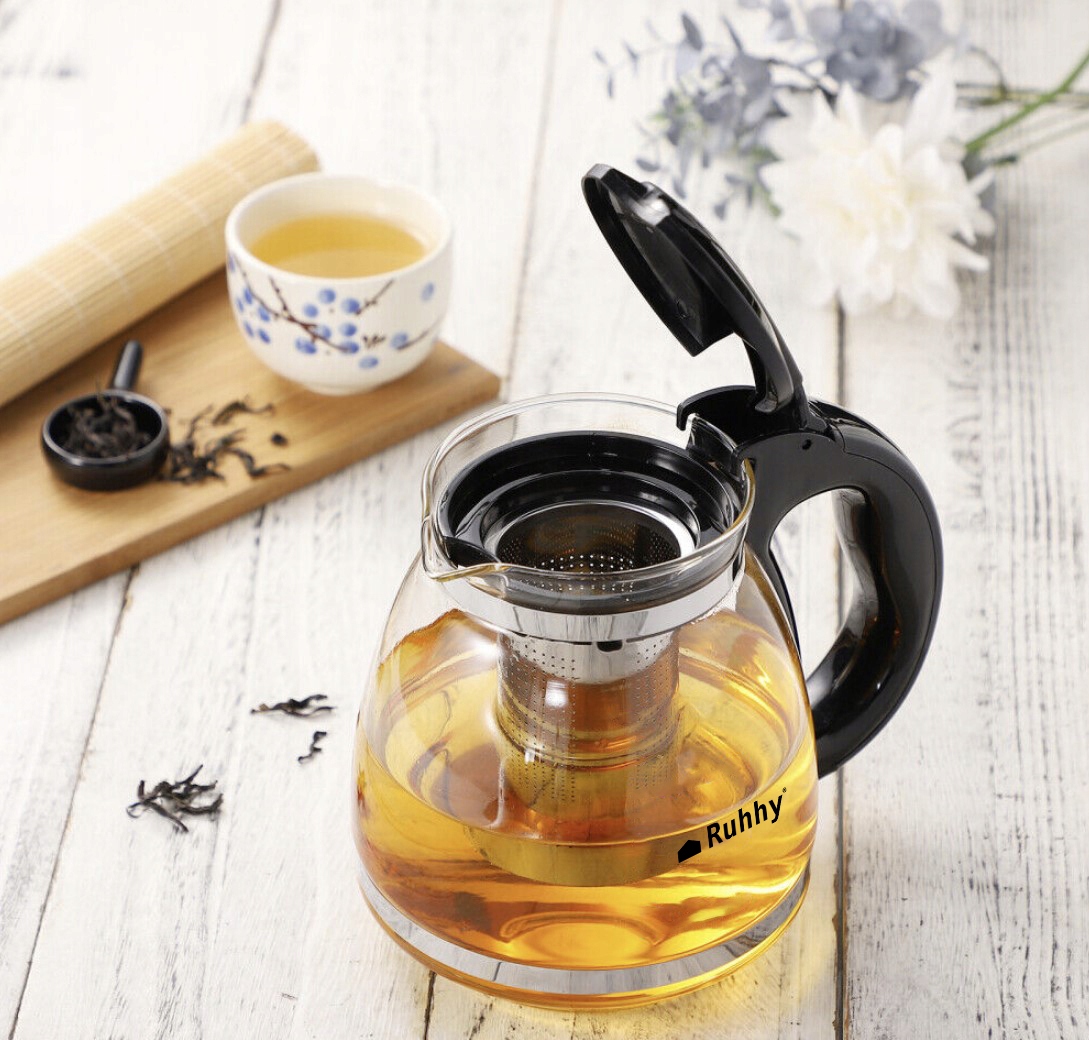 Stiklinis arbatos puodas, Infuser + Įdėklas su Infuser, Didelis, 2 l, Stiklas skirtas arbatai