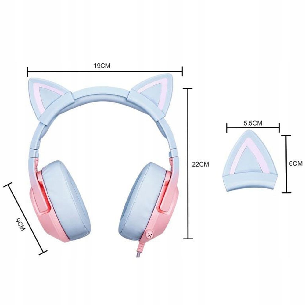 ONIKUMA K9 CAT EARS ŽAIDIMŲ AUSINĖS ANT AUSINĖS SU MIKROFONU Uždaras dizainas