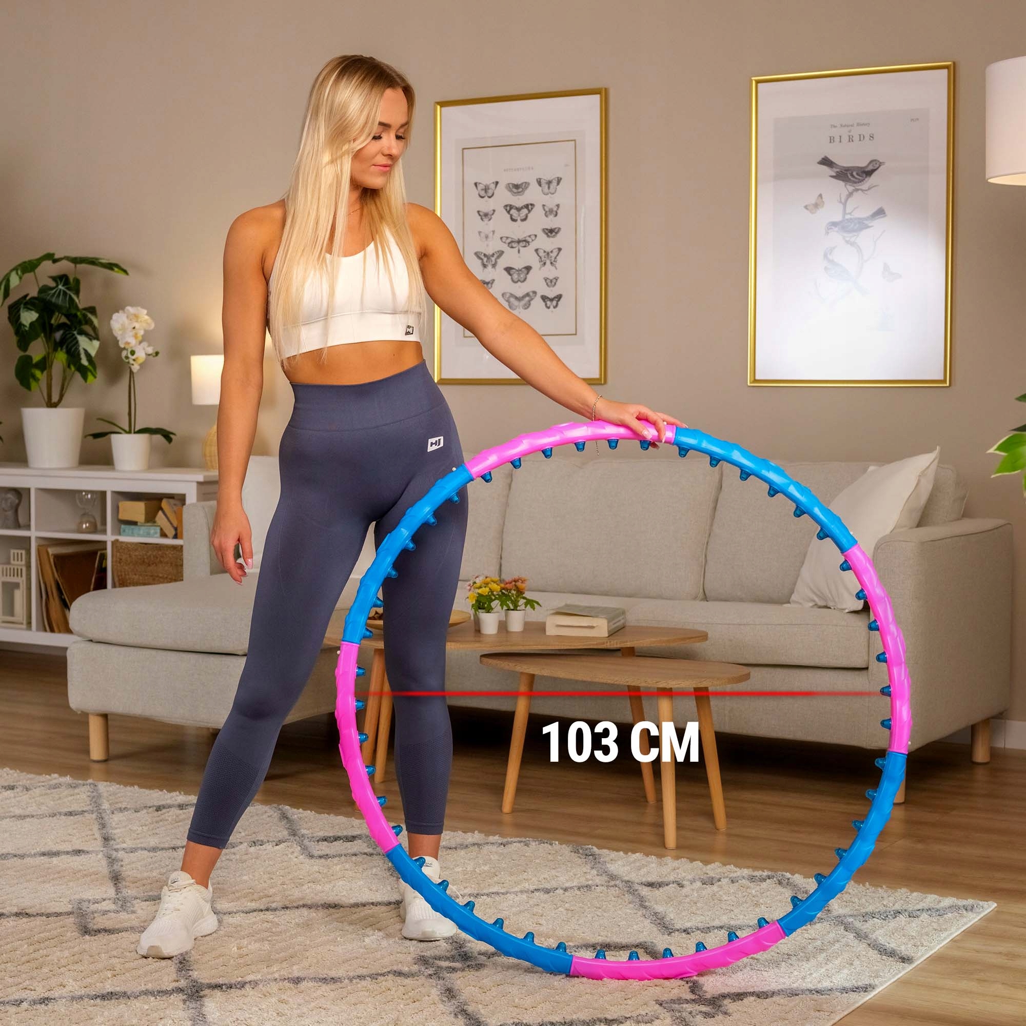 Hula hoop liekninamasis masažuoklis su išsikišimais Prekės svoris su individualia pakuote 1,3 kg