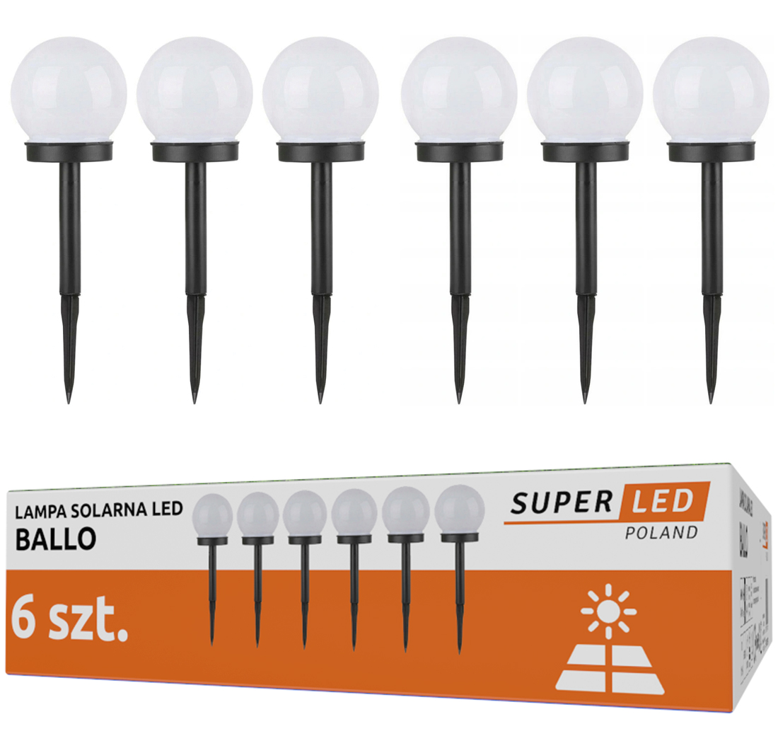 6x LED sodo lempa SOLAR BALL WHITE 10 cm