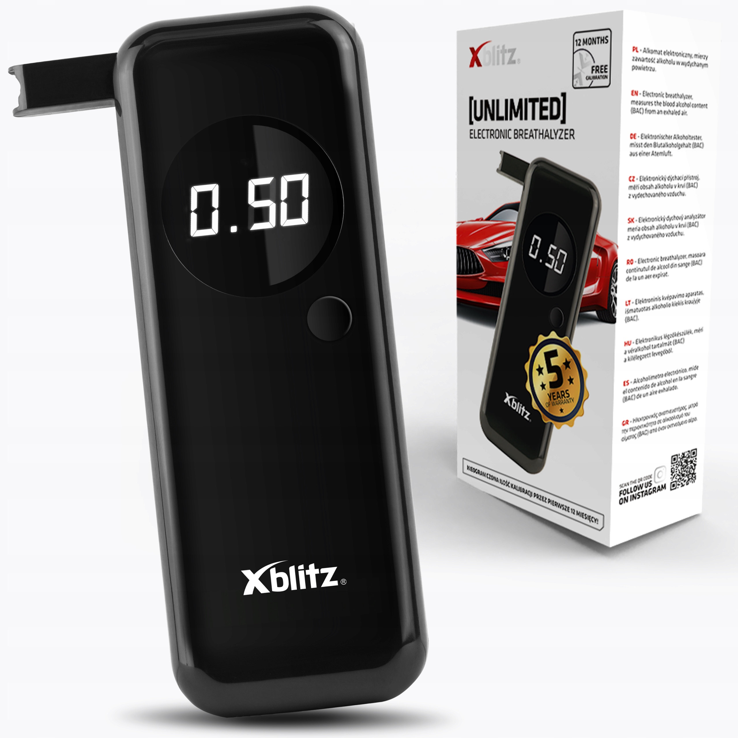 Xblitz Unlimited elektroninis alkotesteris +5X EAN MOUTHIPES (GTIN) 5902479672144