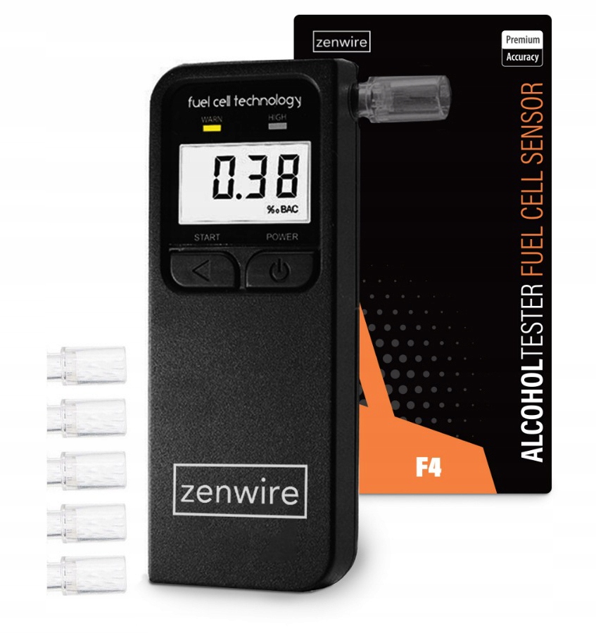 Profesionalus elektrocheminis alkotesteris Zenwire F4 kalibravimo 24m 5x MOUTHIPES