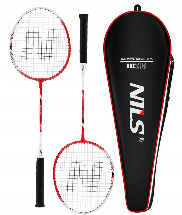 NILS 4 rakečių rinkinys dėkle + 6 plunksninės badmintono raketės Gamintojo kodas 14-10-308