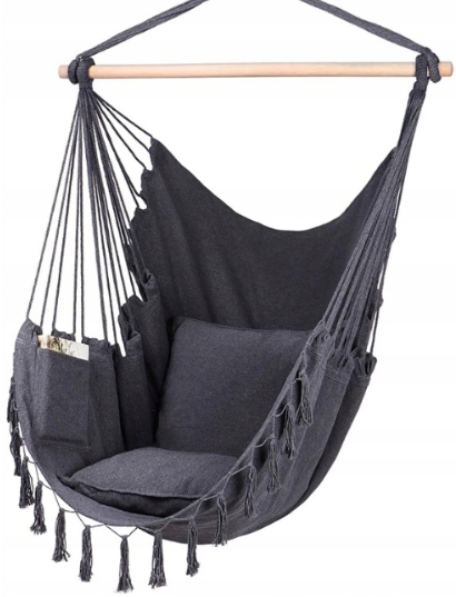 BRAZILIAN CHAIR HANGING CHAIR HAMMOCK XXL SWING GRAPHITE WITH PILLOWS EAN (GTIN) 5908305883227