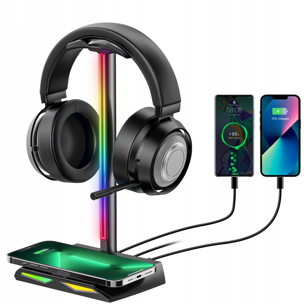 FEEGAR HOLD AUŠINIŲ STOVAS RGB apšvietimas HUB 3x USB Type-C indukcija Gamintojo kodas 5904610880357