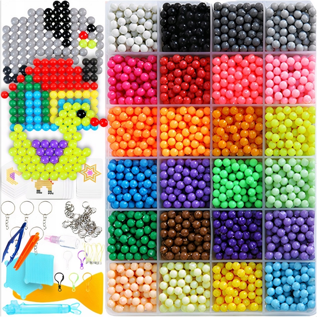 WATER BEALDS MAGIC BEADS rinkinys 3000+vnt Dovanų RAŠTAI AQUA WATER EAN (GTIN) šablonai 4006934942085