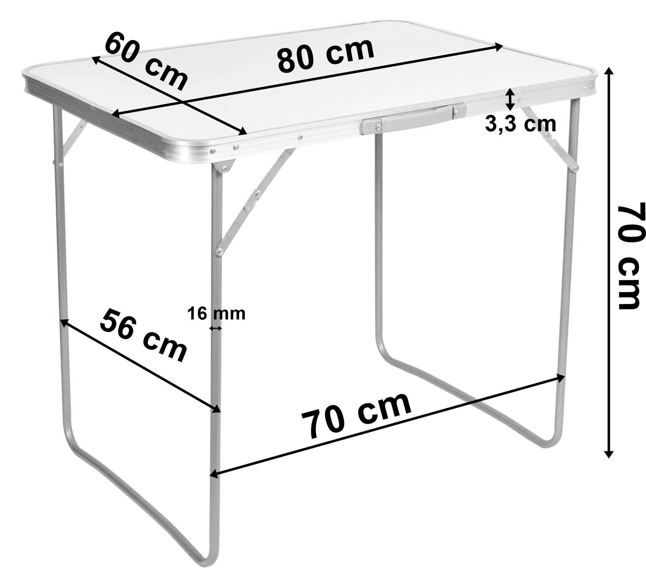 CORN stovyklavimo stalas 80x60 cm baltas