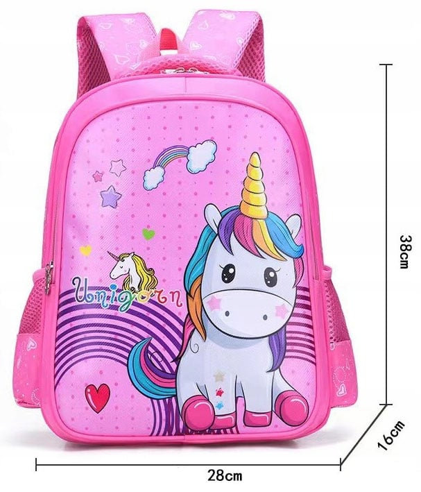 Mokyklinė kuprinė mokyklai mergaitėms UNICORN vaikiška UNICORN A4 Prekės svoris su individualia pakuote 0,33 kg