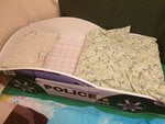 Кровать с матрасом Car BED-POLICE-1, 140x70 см, черная/белая
