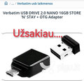 Verbatim USB DRIVE 2.0 NANO 16GB STORE 'N' STAY + OTG Adapter kaina