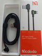 Mcdodo telefono kabelis greitas, kampinis, 90° , LED USB TYPE C 0,5 m, juodas, stiprus, su pynele