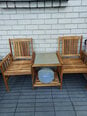 Sodo kėdės su arbatos staliuku, 159x61x92 cm, rudas kaina